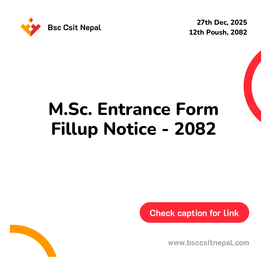 M.Sc. Entrance Form Fillup Notice - 2082
